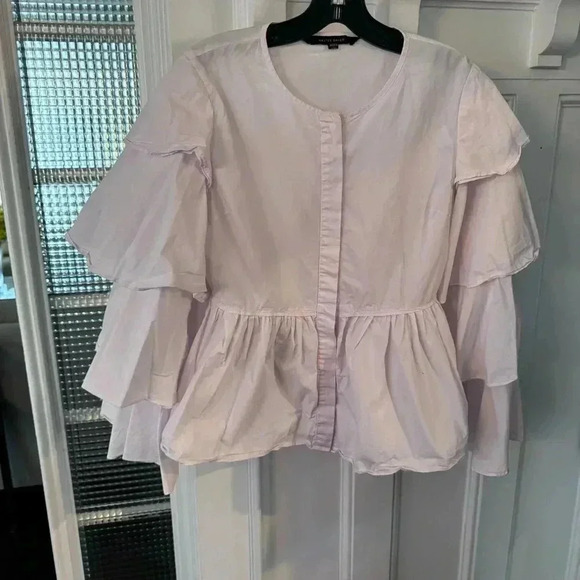 Walter Baker Women's Size Small Light Pink Tiered Ruffle Sleeves - Picture 3 of 9